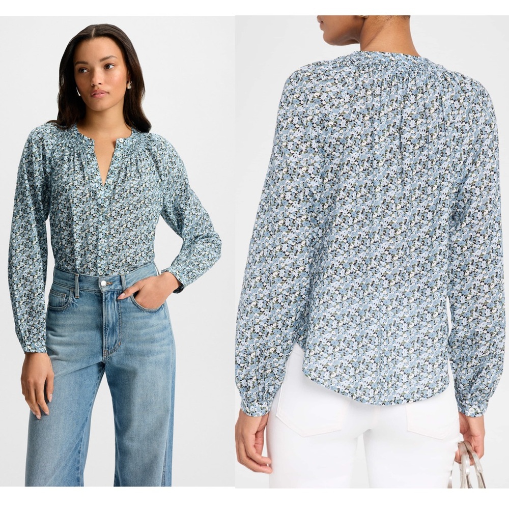 NWT VERONICA BEARD Floral Cotton Puff Long Sleeve Button Up Cottagecore Top 10 - Picture 5 of 12